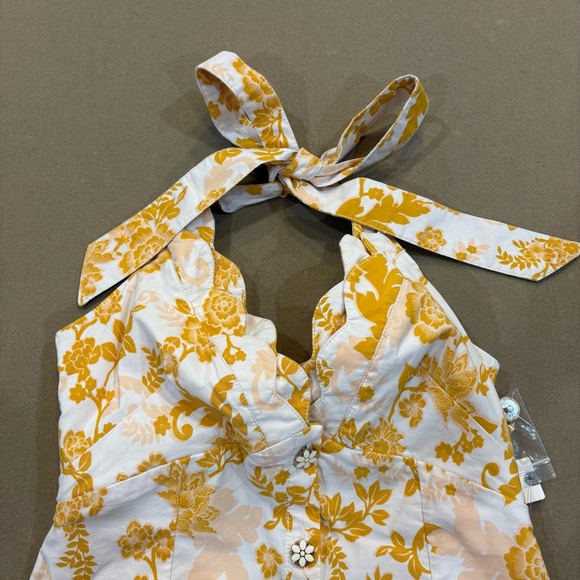 Maeve by Anthropologie Scalloped V-neck Halter Button Down Mini Dress Size 2 NWT - Picture 6 of 16